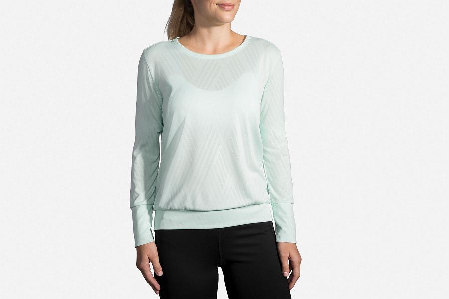 Brooks Array Women Apparel & Long Sleeve Running Shirt Green UJL598061